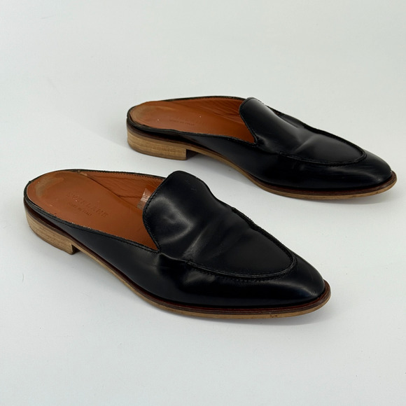 Everlane Womens Mules Size 9 Black Leather Loafers Slip On Italy Minimal Chic - Picture 1 of 9